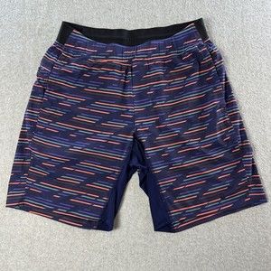 Lululemon Short Mens Size L Lined T.H.E Running Athletic Gym Stripes Breathable